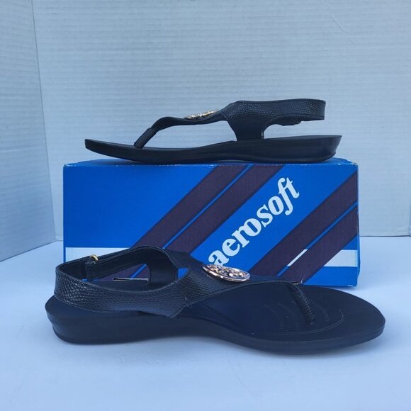 .Aerosoft - Motif Jeweled Thong Adjustable Ankle Strap Sandals For Women -8 - Picture 1 of 5